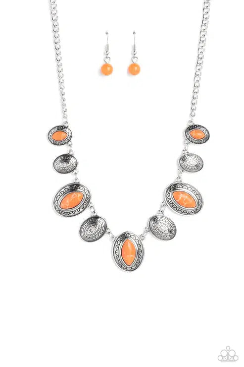 Textured Trailblazer Orange Necklace - Paparazzi Accessories- lightbox - CarasShop.com - $5 Jewelry by Cara Jewels