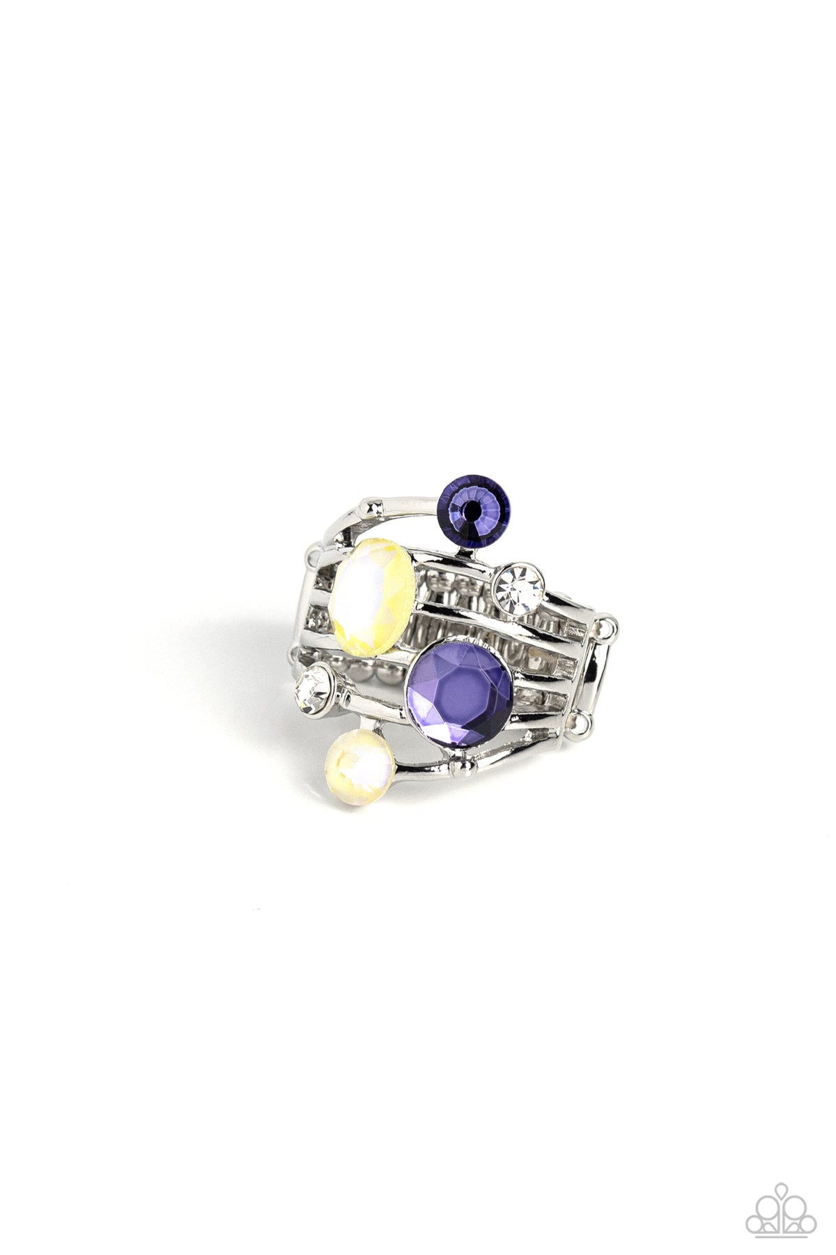 Timeless Trickle Purple Rhinestone Ring - Paparazzi Accessories- lightbox - CarasShop.com - $5 Jewelry by Cara Jewels