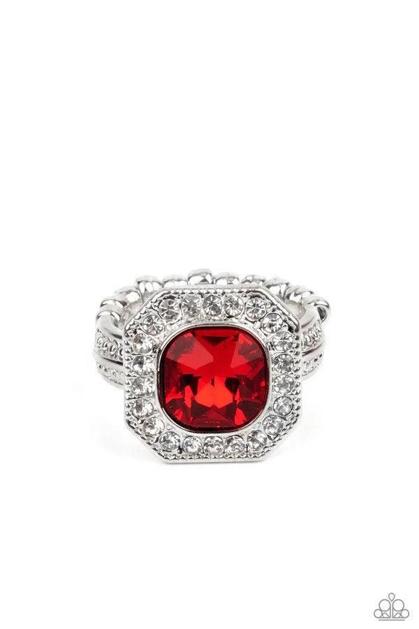 Title Match Red Ring - Paparazzi Accessories- lightbox - CarasShop.com - $5 Jewelry by Cara Jewels