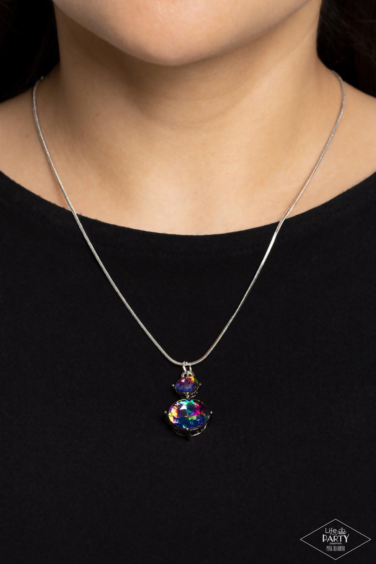 Top Dollar Diva Multi UV Shimmer Rhinestone Necklace - Paparazzi Accessories- lightbox - CarasShop.com - $5 Jewelry by Cara Jewels