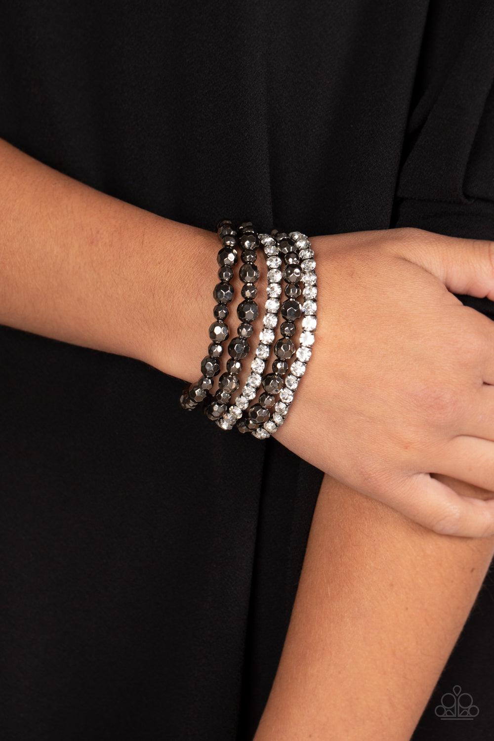 Top Notch Twinkle Black Bracelet - Paparazzi Accessories-on model - CarasShop.com - $5 Jewelry by Cara Jewels