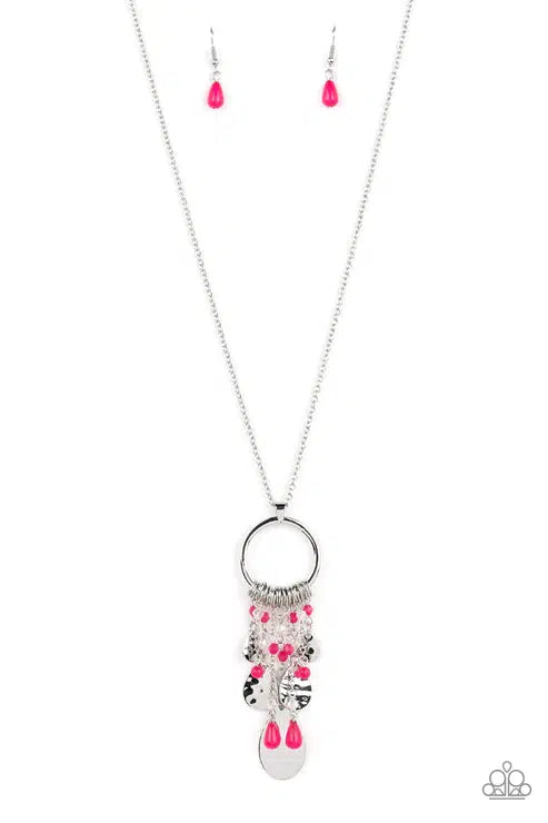 Totally Trolling Pink Necklace - Paparazzi Accessories- lightbox - CarasShop.com - $5 Jewelry by Cara Jewels