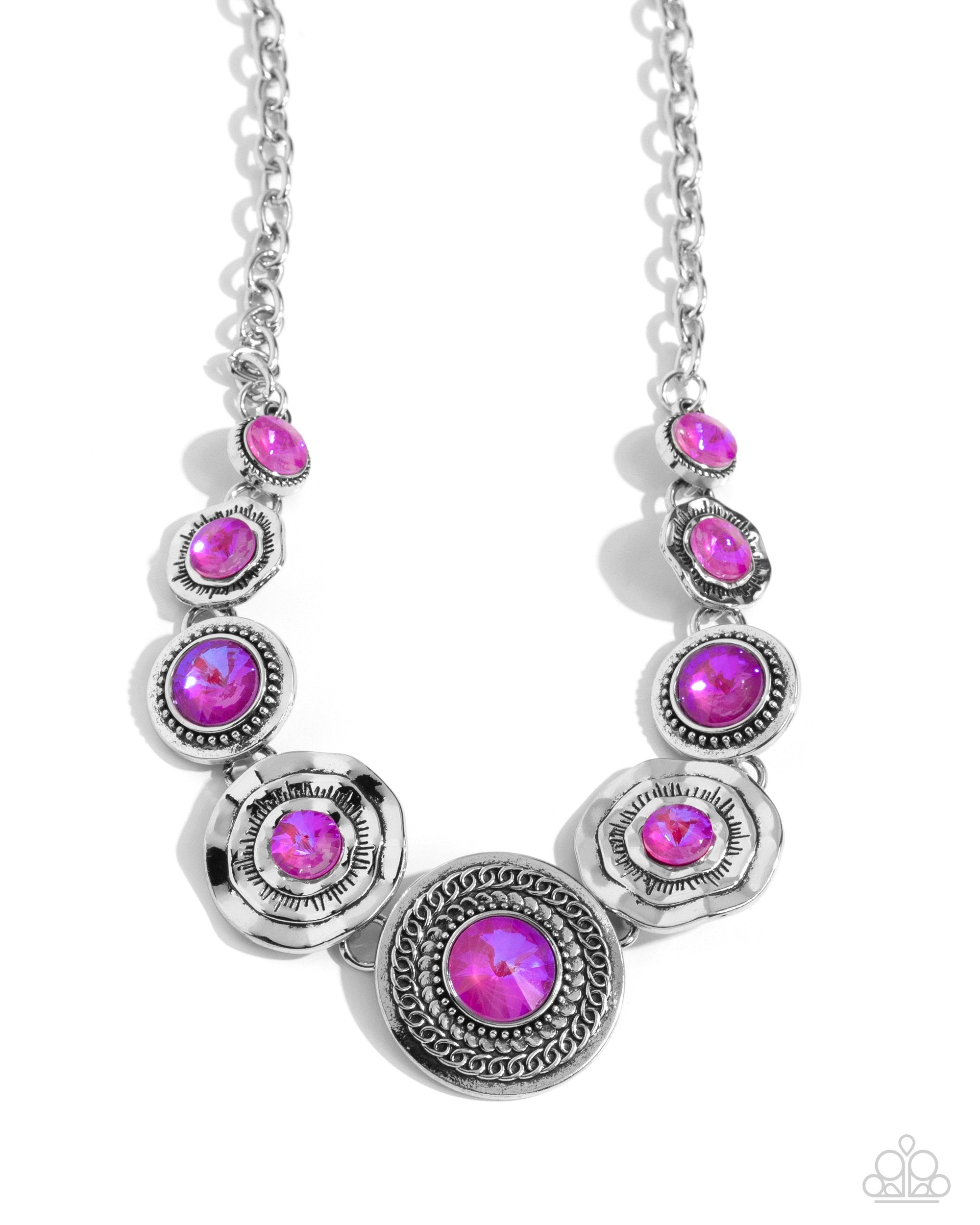 Treasure Chest Couture Pink UV Shimmer Rhinestone Necklace - Paparazzi Accessories- lightbox - CarasShop.com - $5 Jewelry by Cara Jewels
