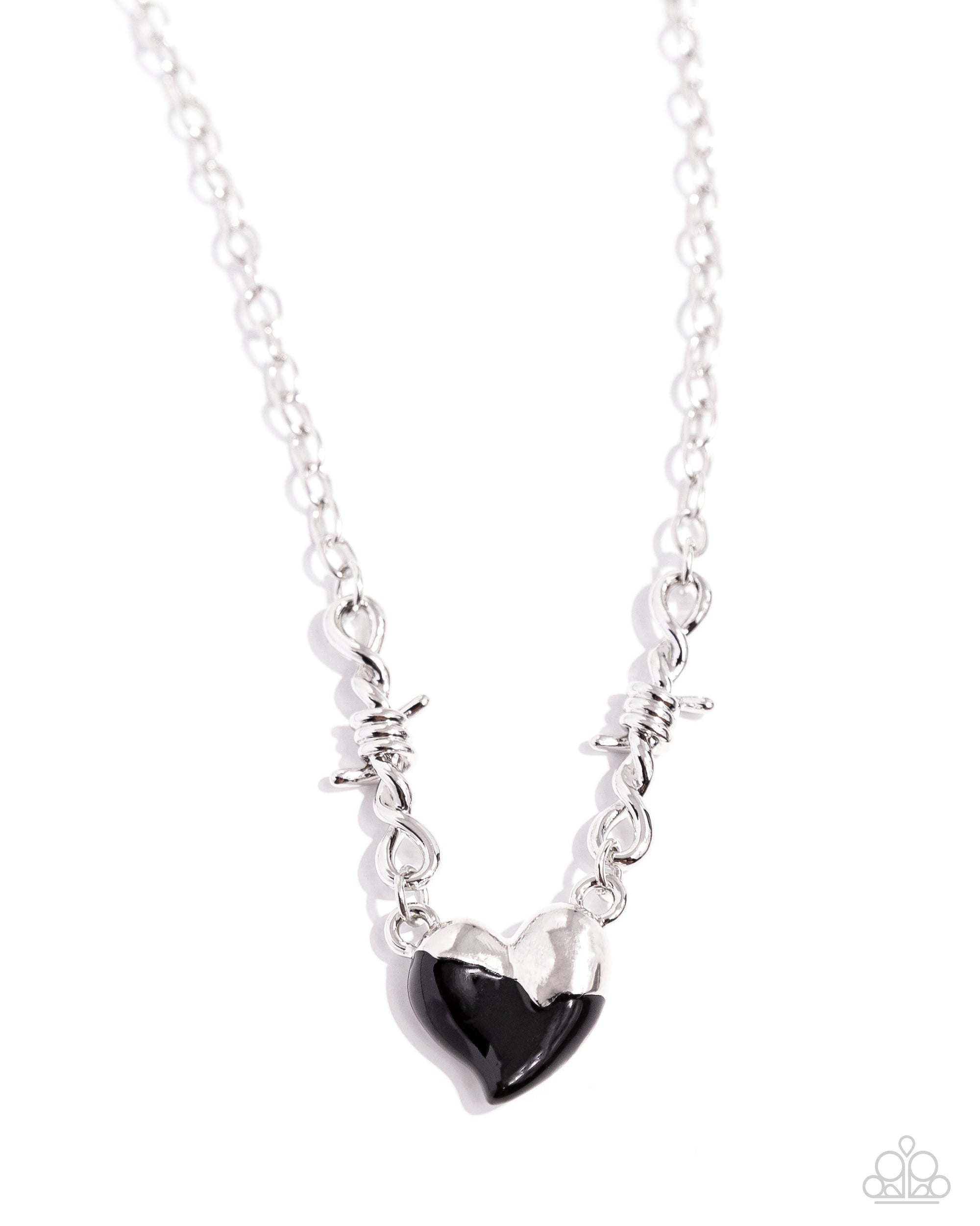 Trendy Tribute Black & Silver Heart Necklace - Paparazzi Accessories- lightbox - CarasShop.com - $5 Jewelry by Cara Jewels