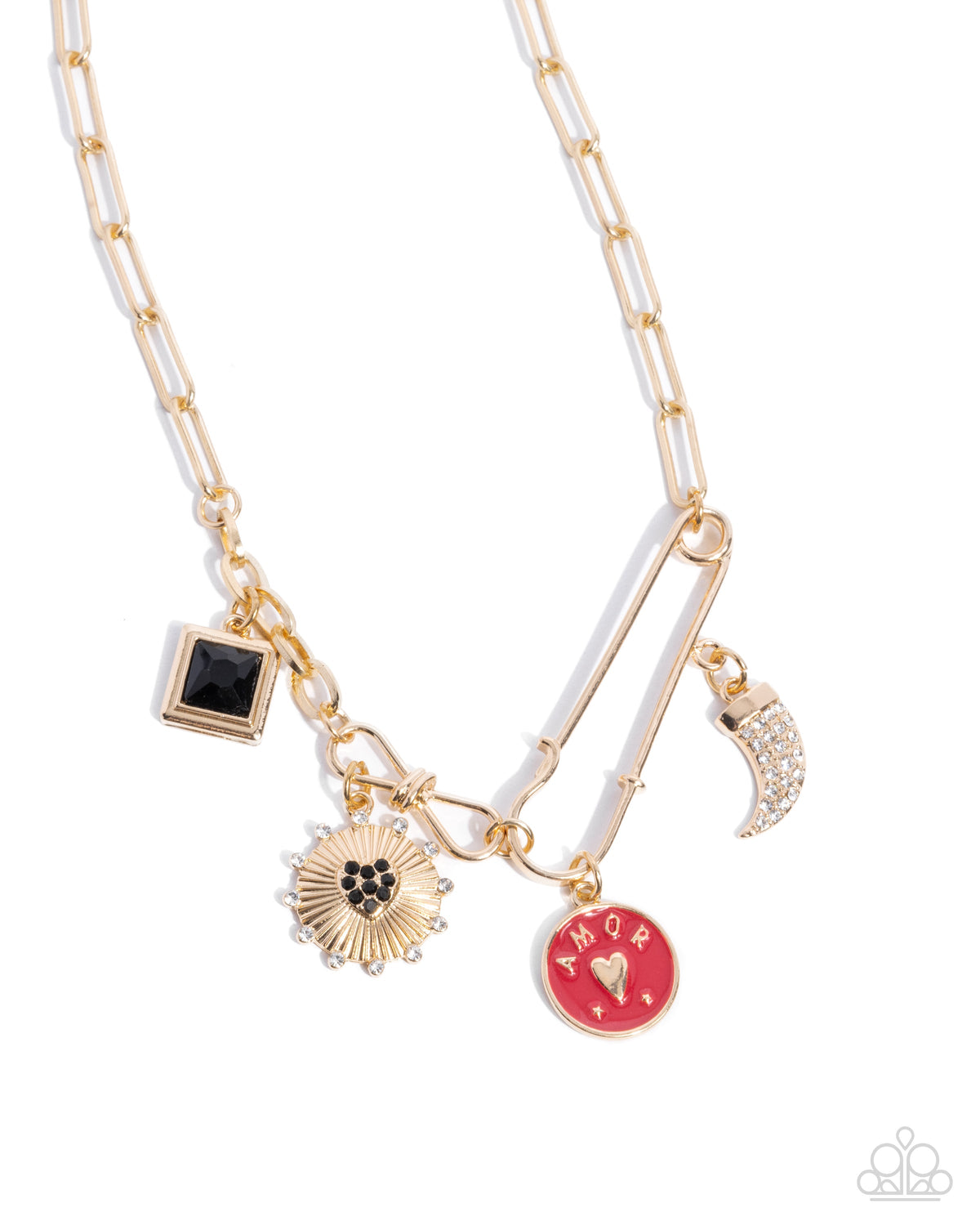 Trendy Trinket Gold Charm Necklace - Paparazzi Accessories- lightbox - CarasShop.com - $5 Jewelry by Cara Jewels