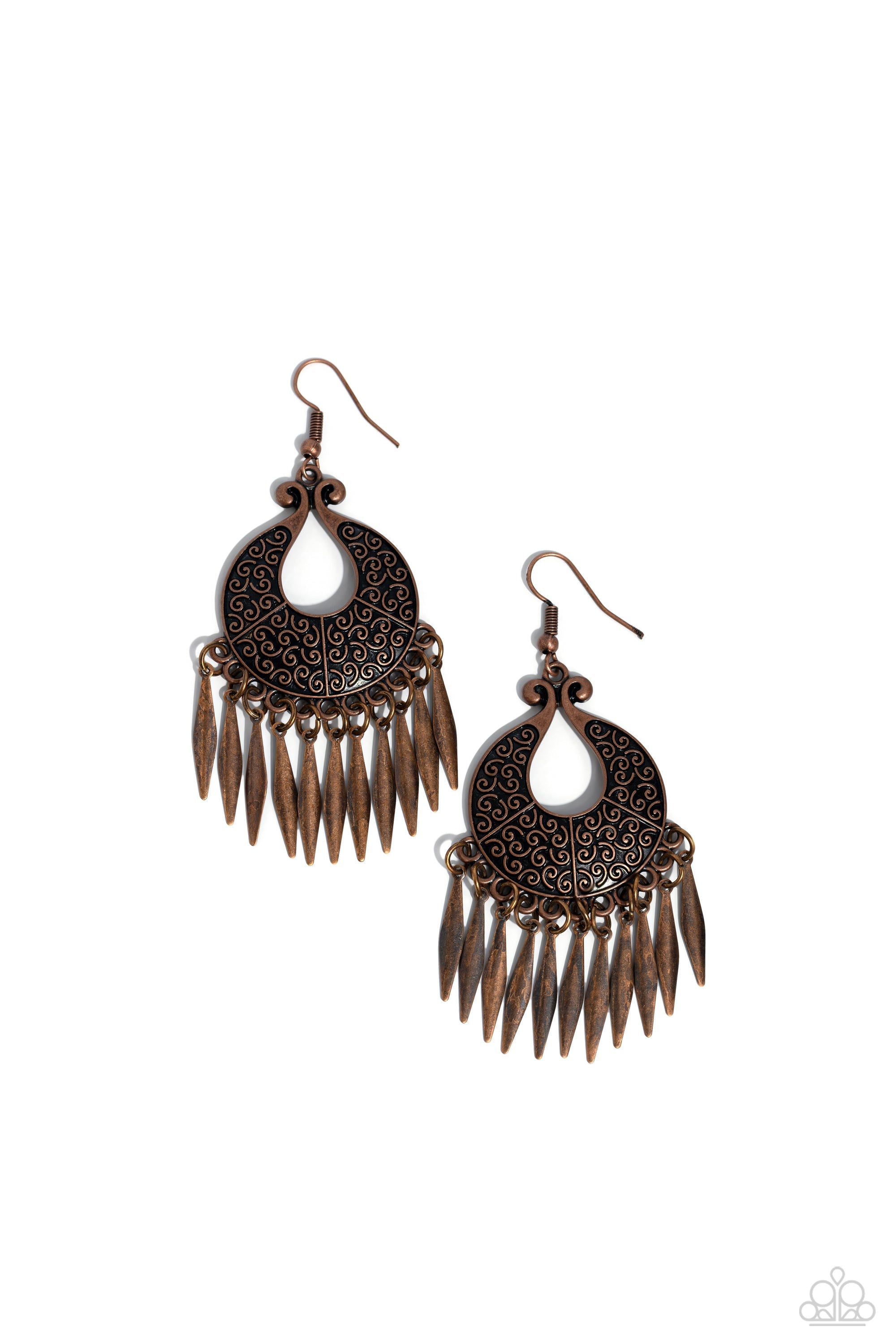 Tribal Charm Copper Earrings - Paparazzi Accessories- lightbox - CarasShop.com - $5 Jewelry by Cara Jewels