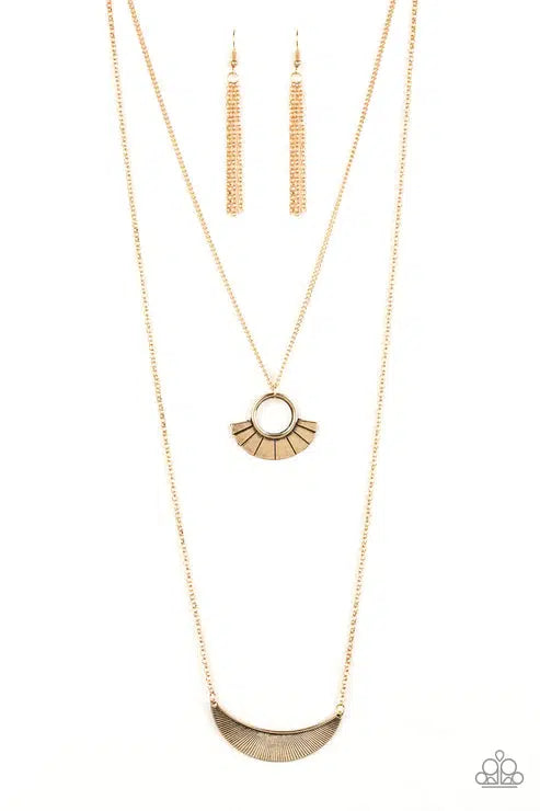 Tribal Trek Gold Necklace - Paparazzi Accessories- lightbox - CarasShop.com - $5 Jewelry by Cara Jewels