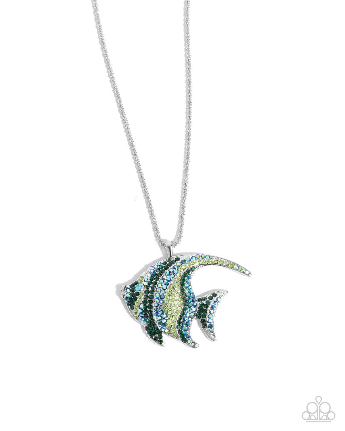 Tropical Talent Green &amp; Blue Rhinestone Angelfish Necklace - Paparazzi Accessories- lightbox - CarasShop.com - $5 Jewelry by Cara Jewels