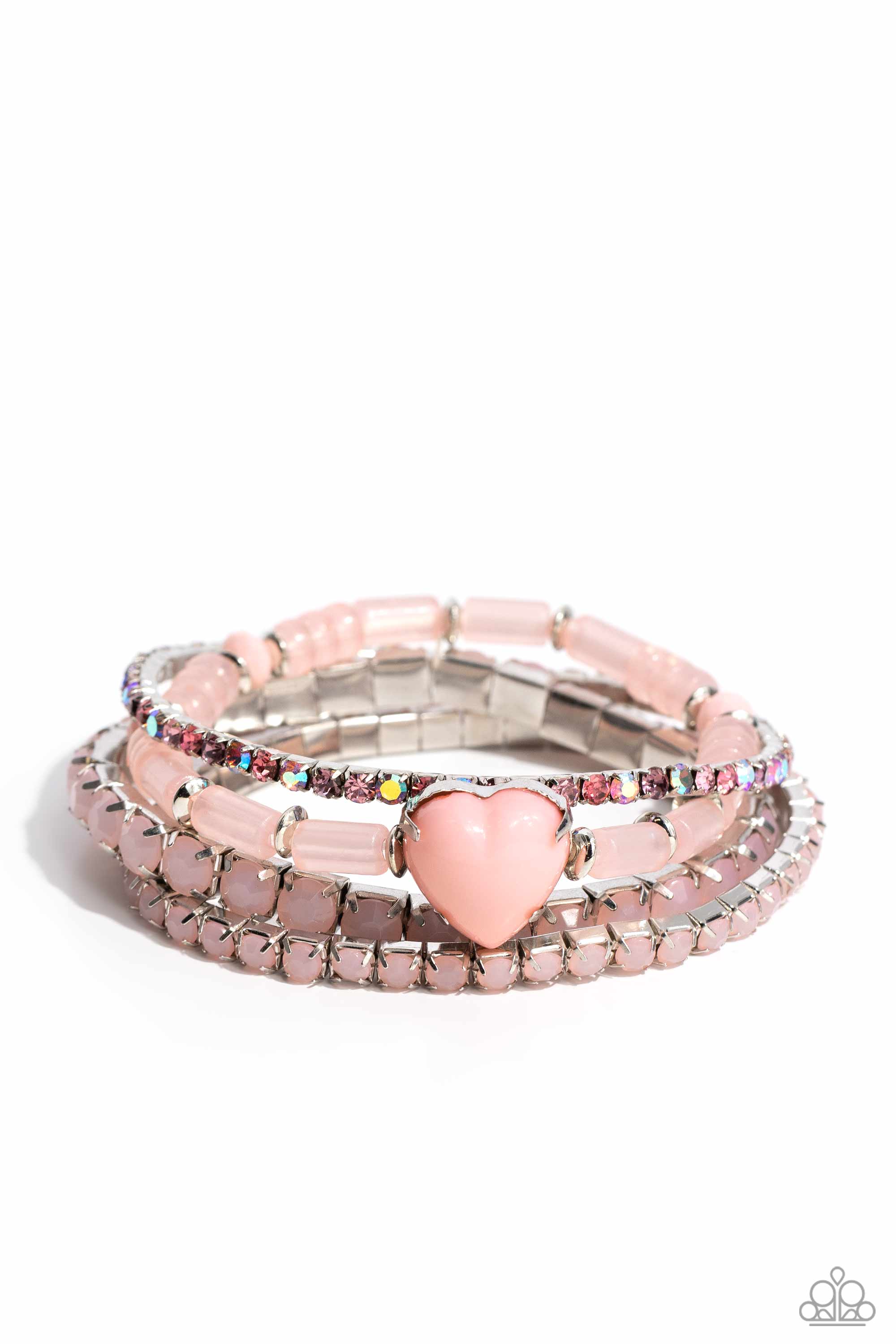 True Love's Theme Pink Bracelet - Paparazzi Accessories- lightbox - CarasShop.com - $5 Jewelry by Cara Jewels