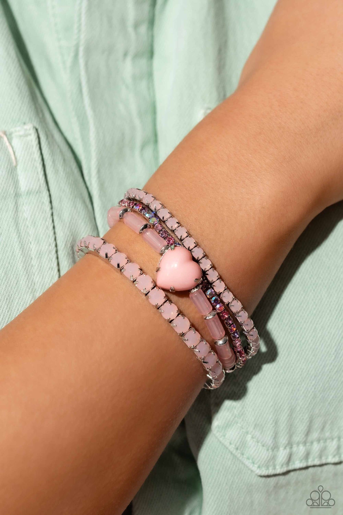 True Love&#39;s Theme Pink Bracelet - Paparazzi Accessories-on model - CarasShop.com - $5 Jewelry by Cara Jewels