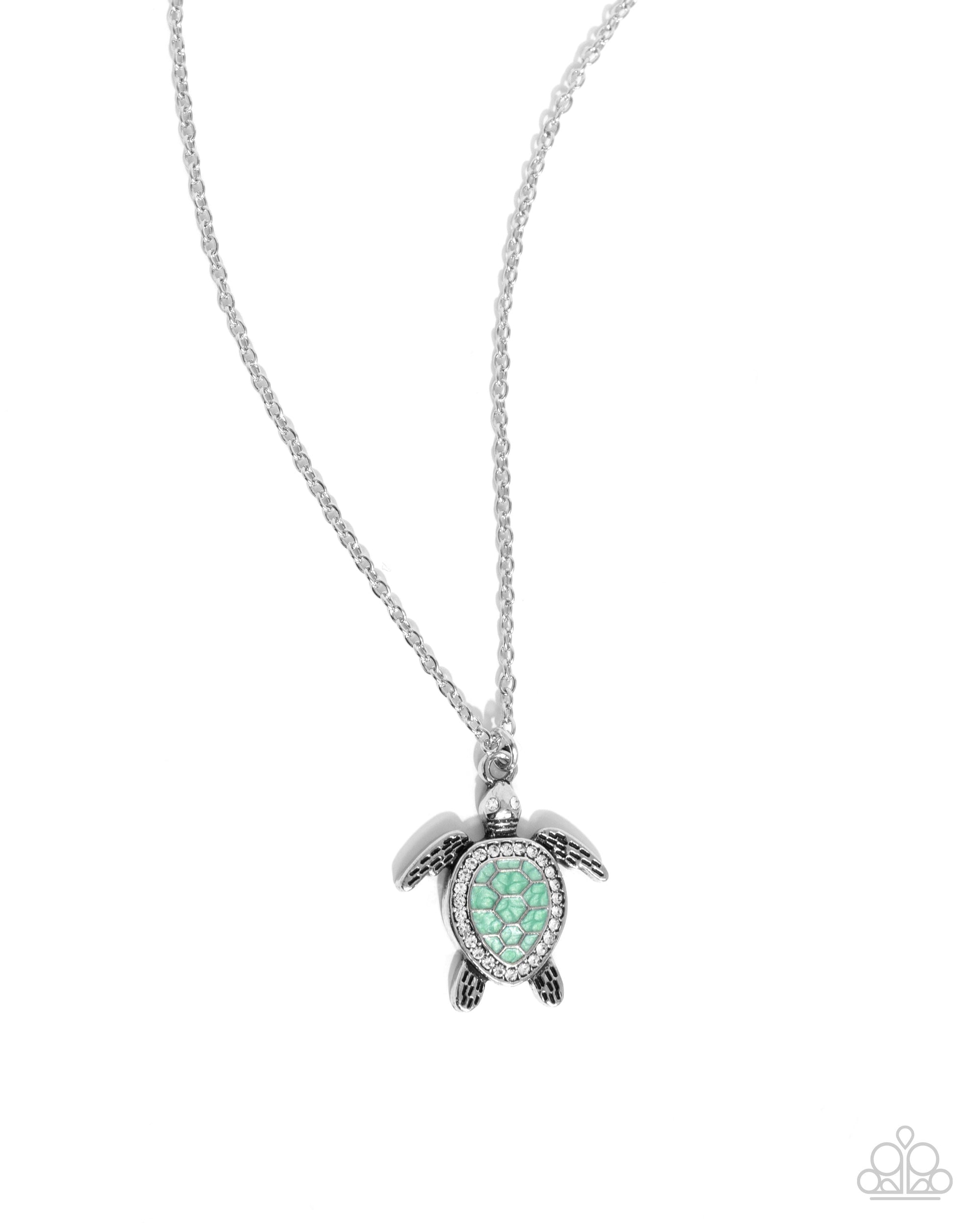 Turtle Tourist Green Necklace - Paparazzi Accessories- lightbox - CarasShop.com - $5 Jewelry by Cara Jewels