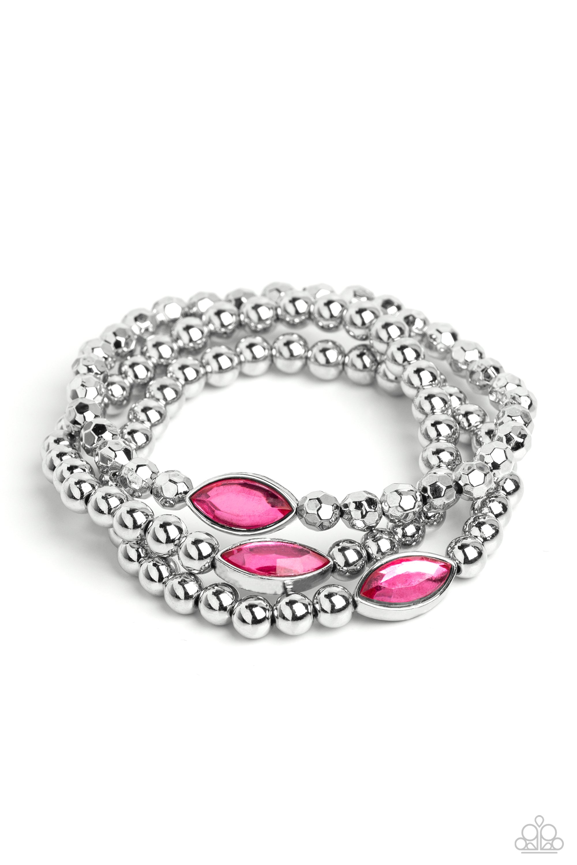 Twinkling Team Pink Bracelet - Paparazzi Accessories- lightbox - CarasShop.com - $5 Jewelry by Cara Jewels