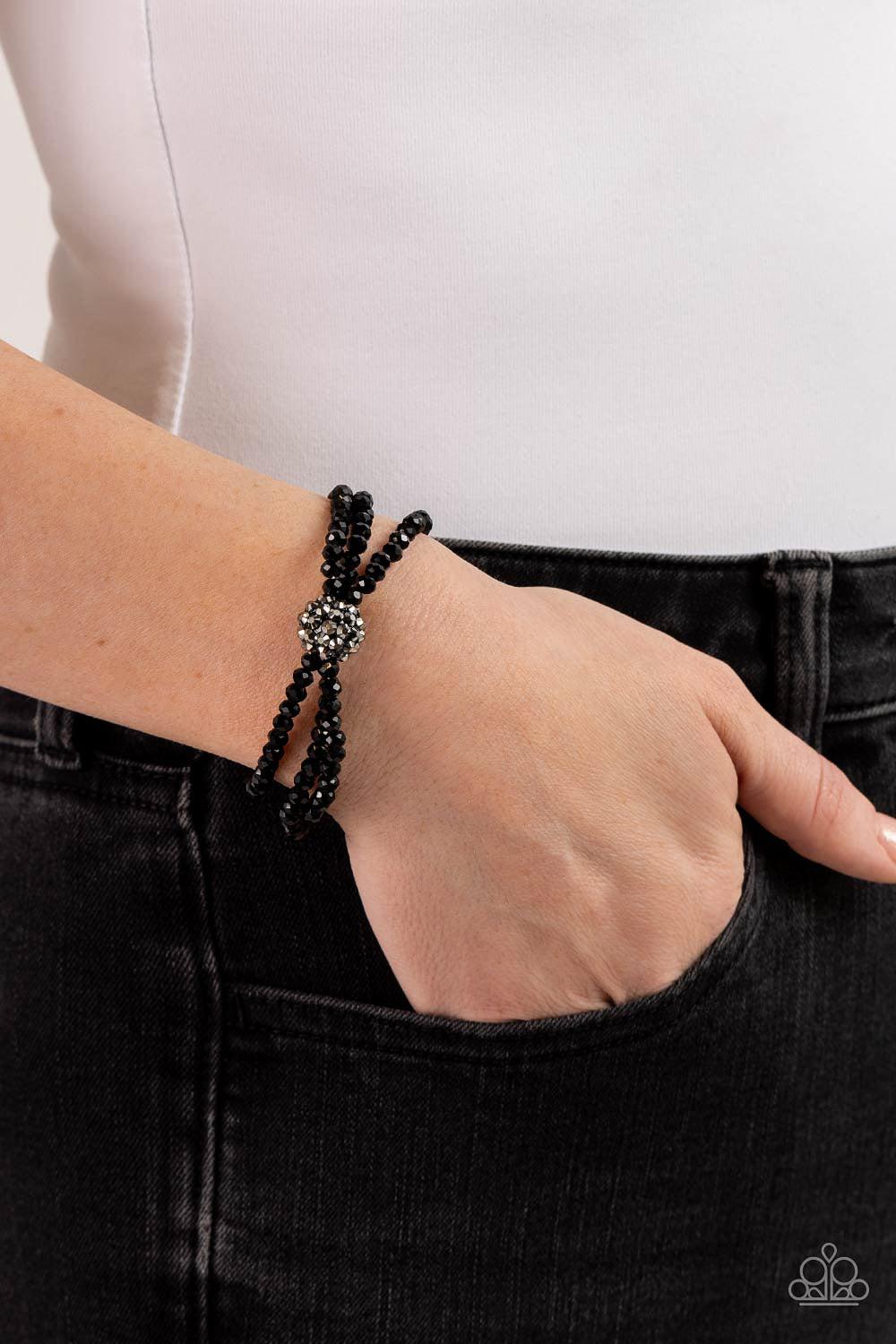 Twisted Theme Black Bracelet - Paparazzi Accessories-on model - CarasShop.com - $5 Jewelry by Cara Jewels