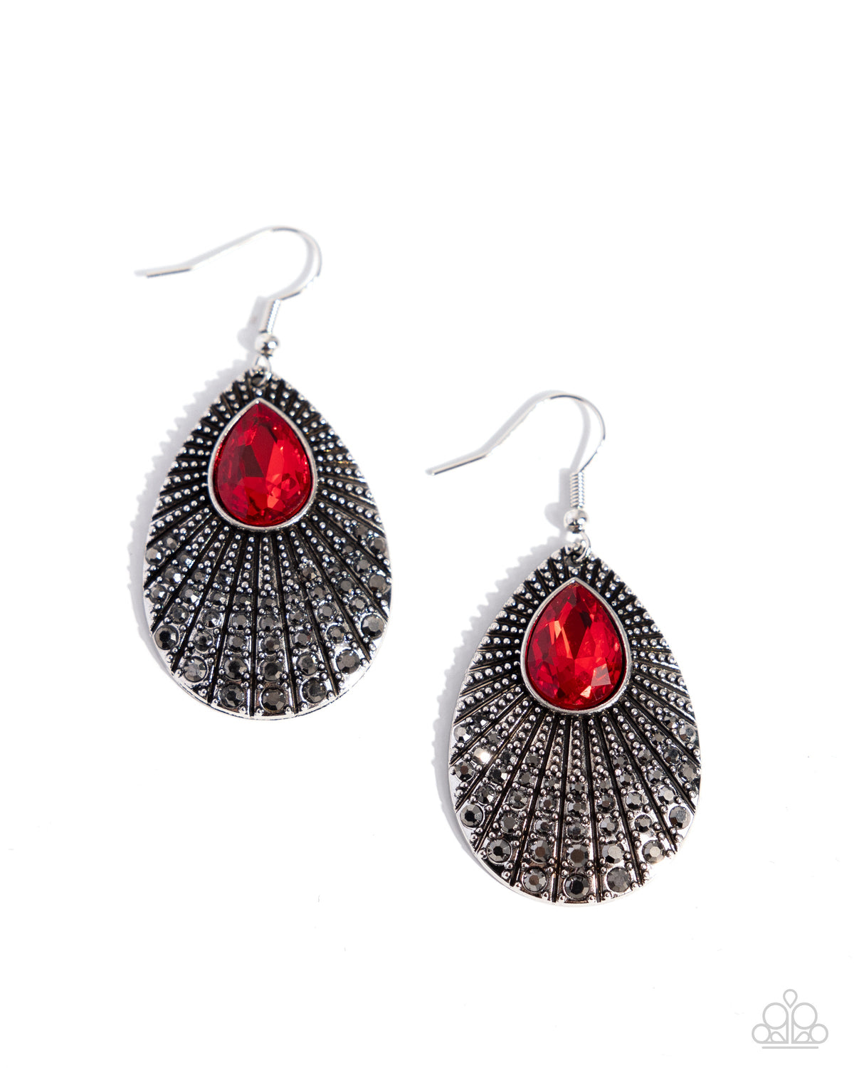 Urban Relic Red &amp; Hematite Rhinestone Earrings - Paparazzi Accessories- lightbox - CarasShop.com - $5 Jewelry by Cara Jewels