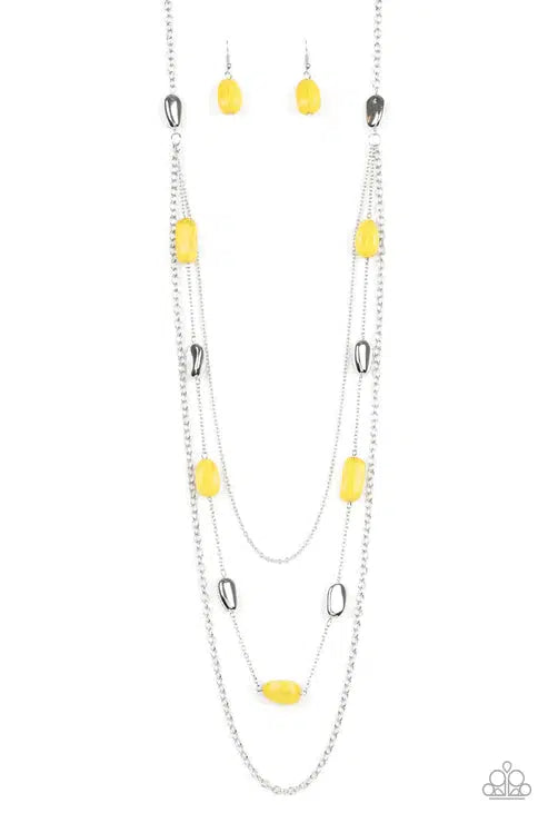 Vacay Mode Yellow Necklace - Paparazzi Accessories- lightbox - CarasShop.com - $5 Jewelry by Cara Jewels