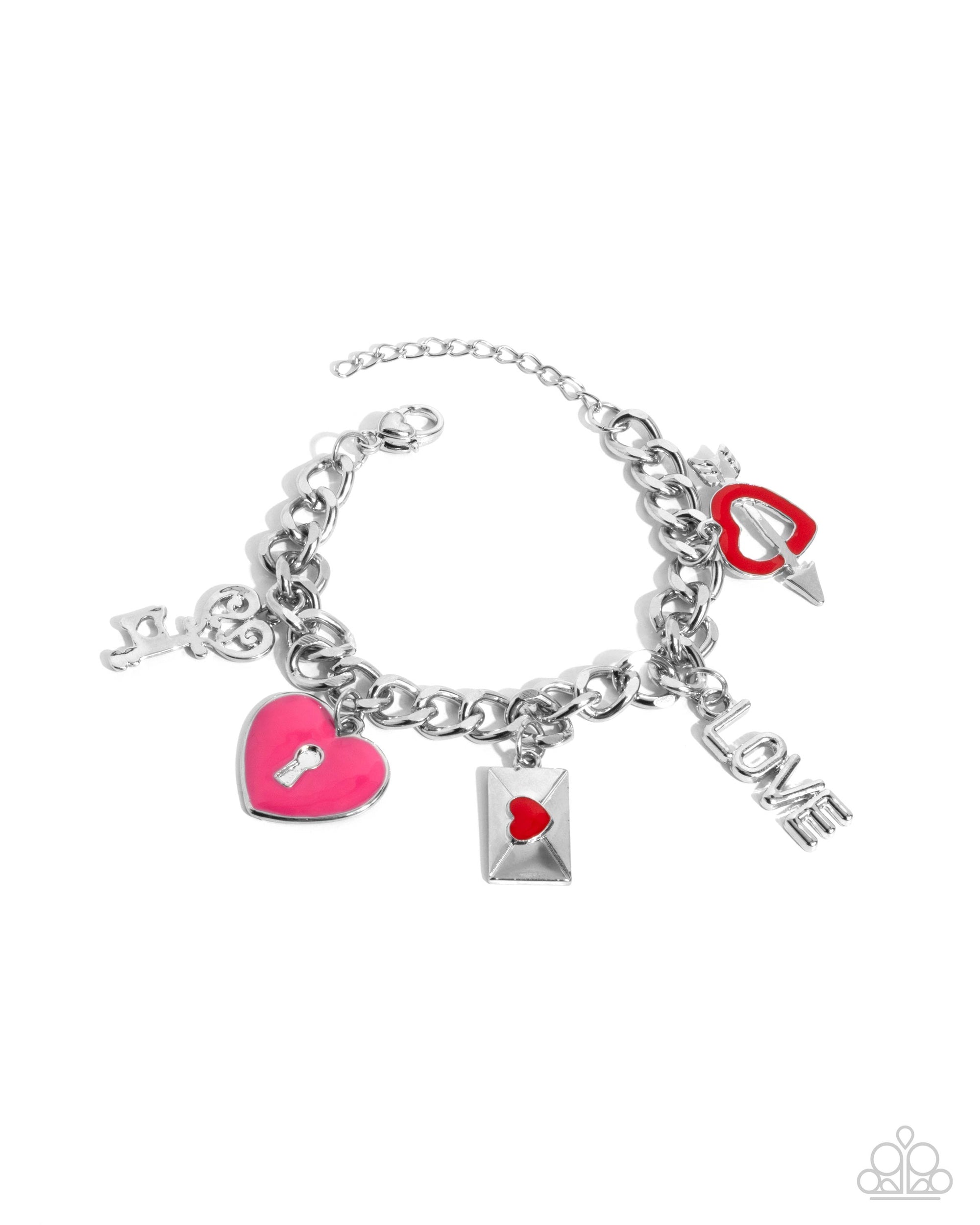 Valentines Variety Multi Heart Charm Bracelet - Paparazzi Accessories- lightbox - CarasShop.com - $5 Jewelry by Cara Jewels