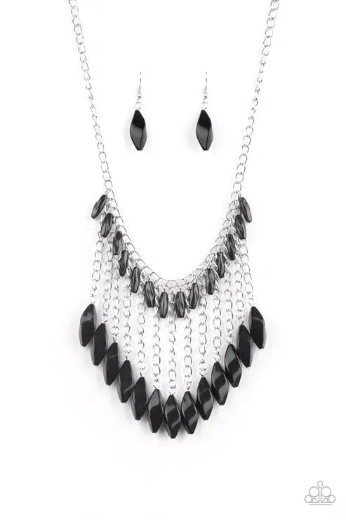 Venturous Vibes Black Necklace - Paparazzi Accessories- lightbox - CarasShop.com - $5 Jewelry by Cara Jewels