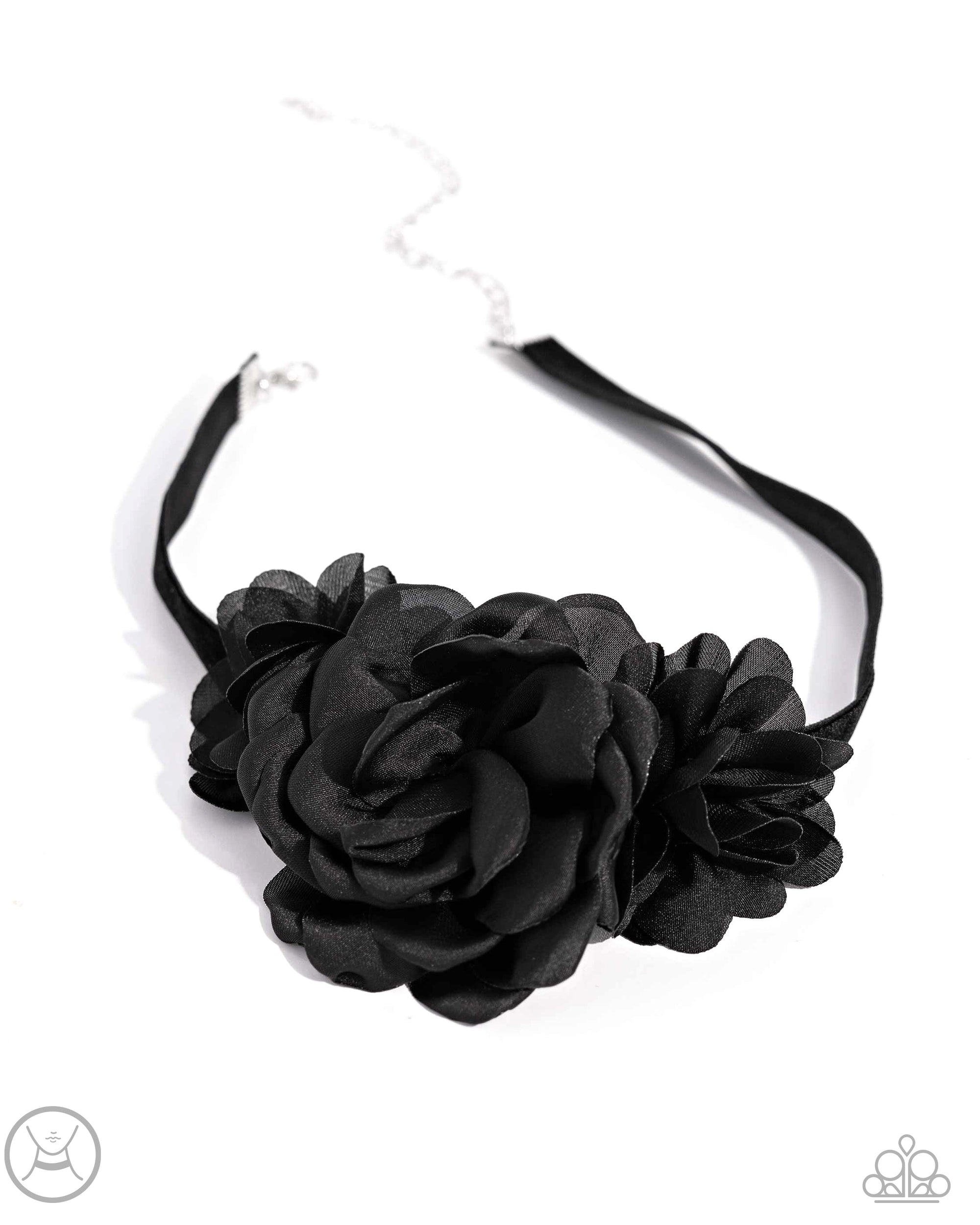 Very Viscountess Black Rose Choker Necklace - Paparazzi Accessories- lightbox - CarasShop.com - $5 Jewelry by Cara Jewels