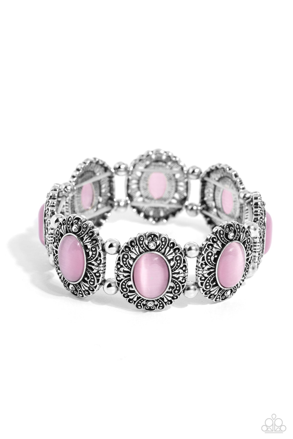 Vintage Vault Pink Cat&#39;s Eye Stone Bracelet - Paparazzi Accessories- lightbox - CarasShop.com - $5 Jewelry by Cara Jewels