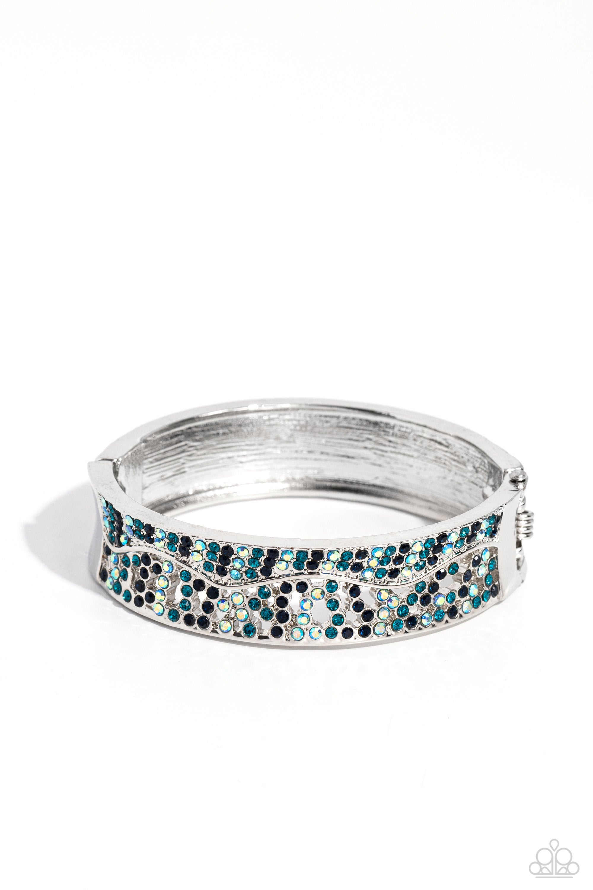 Wavy Whimsy Blue Rhinestone Bracelet - Paparazzi Accessories- lightbox - CarasShop.com - $5 Jewelry by Cara Jewels