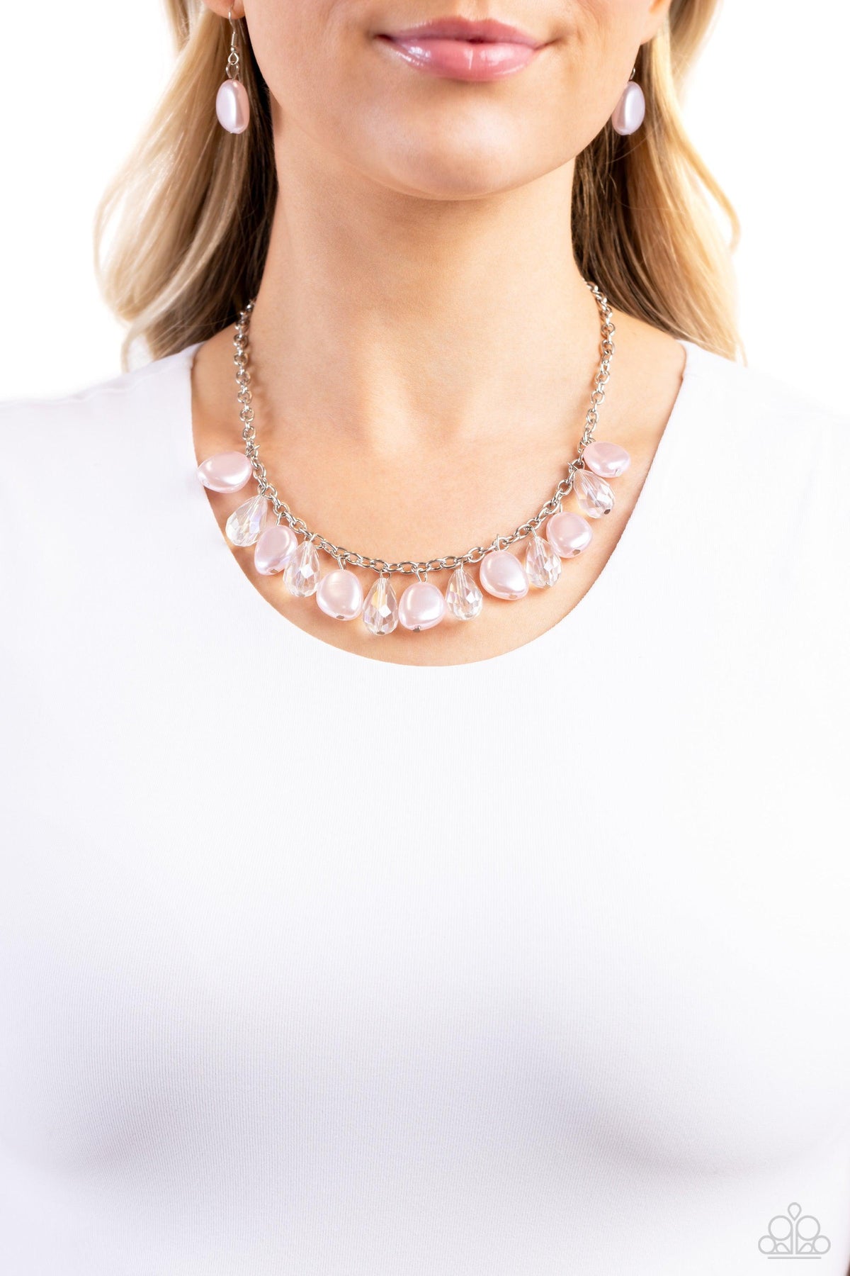 Welcome to BALL Street Pink Necklace - Paparazzi Accessories-on model - CarasShop.com - $5 Jewelry by Cara Jewels