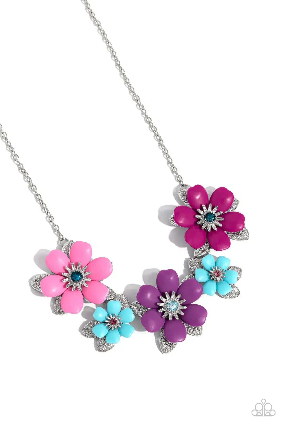 Well-Mannered Whimsy Pink Flower Necklace - Paparazzi Accessories- lightbox - CarasShop.com - $5 Jewelry by Cara Jewels
