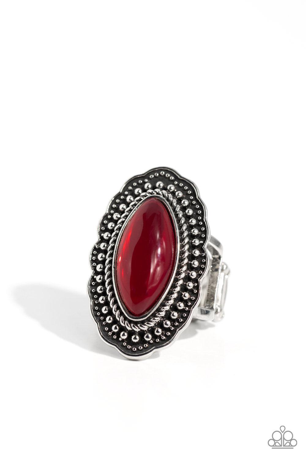 Western Wager Red Ring - Paparazzi Accessories- lightbox - CarasShop.com - $5 Jewelry by Cara Jewels