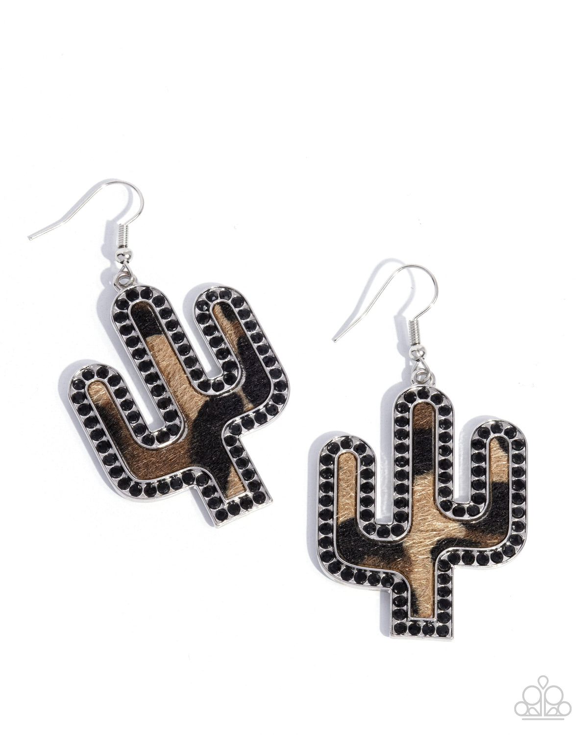 Western Worth Black &amp; Brown Cactus Earrings - Paparazzi Accessories- lightbox - CarasShop.com - $5 Jewelry by Cara Jewels