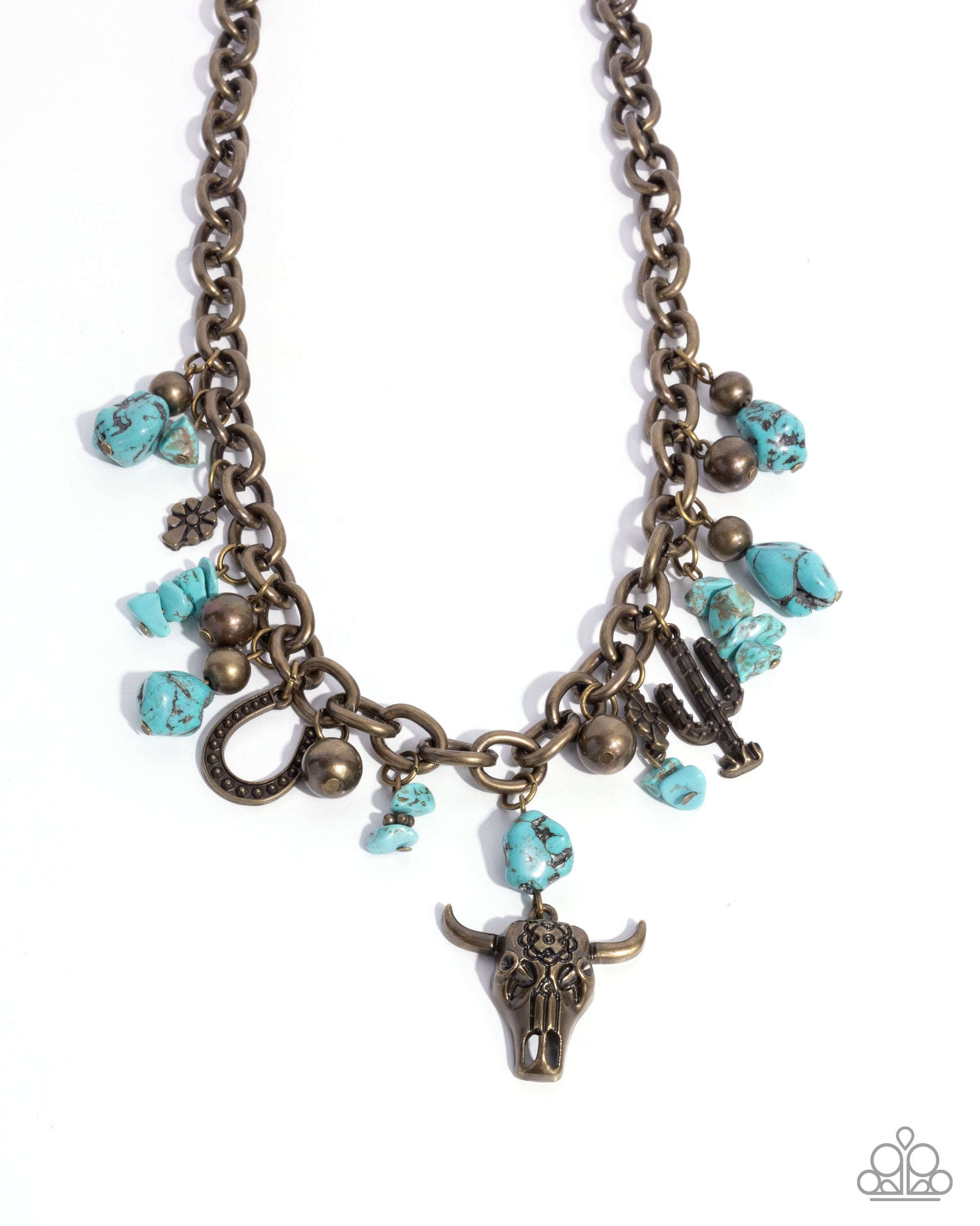 Wild West Whimsy Wardrobe Brass Necklace and Bracelet Set - Paparazzi Accessories- CarasShop.com - $5 Jewelry by Cara Jewels