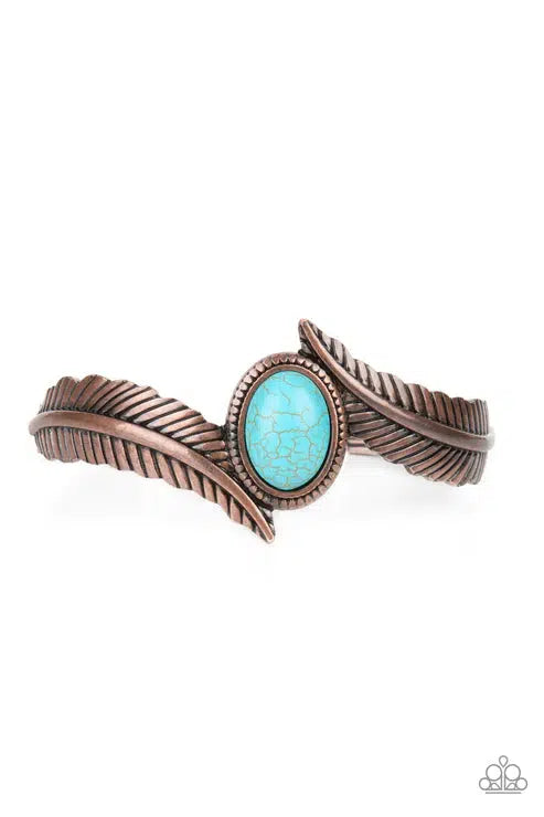 Wild Wild NEST Copper & Turquoise Blue Stone Bracelet - Paparazzi Accessories- lightbox - CarasShop.com - $5 Jewelry by Cara Jewels