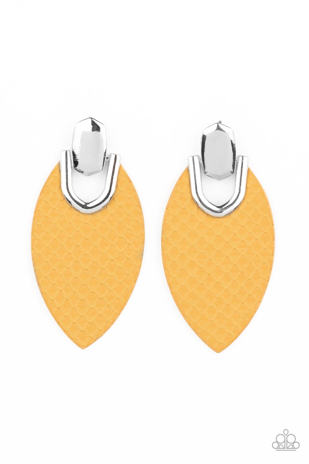 Wildly Workable Yellow Leather Earrings - Paparazzi Accessories- lightbox - CarasShop.com - $5 Jewelry by Cara Jewels