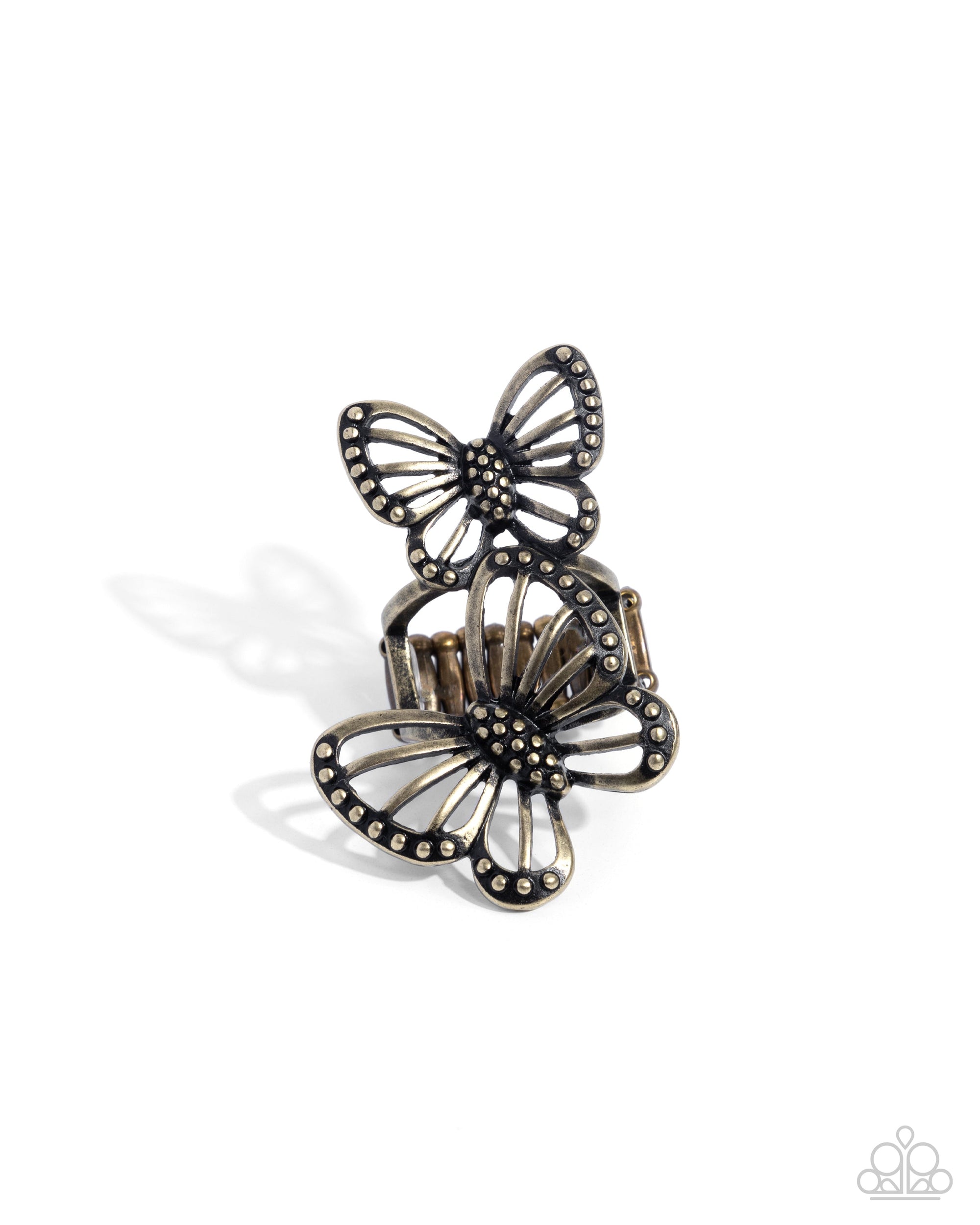 Windborne Whimsy Brass Butterfly Ring - Paparazzi Accessories- lightbox - CarasShop.com - $5 Jewelry by Cara Jewels