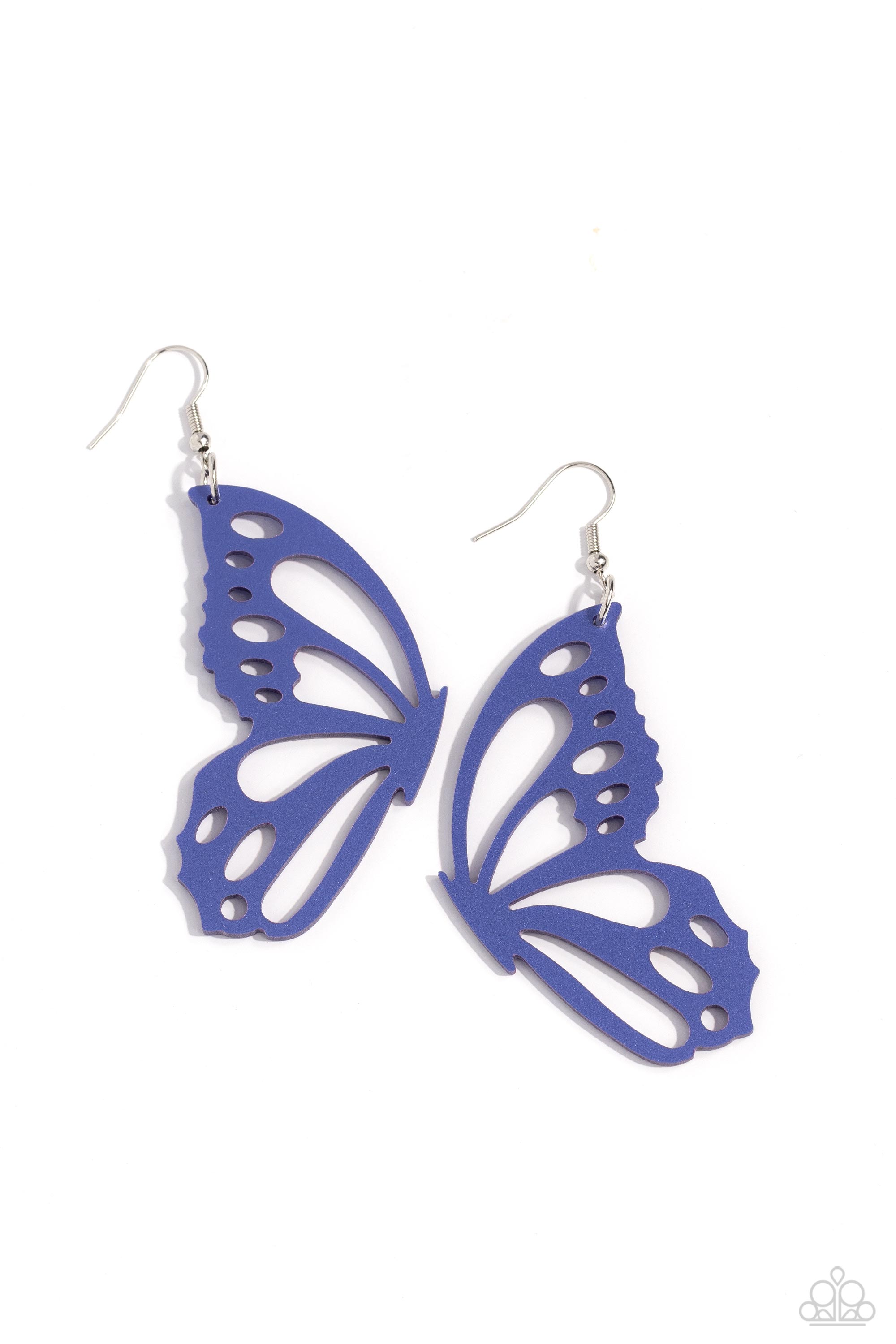 WING of the World Blue Butterfly Earrings - Paparazzi Accessories- lightbox - CarasShop.com - $5 Jewelry by Cara Jewels
