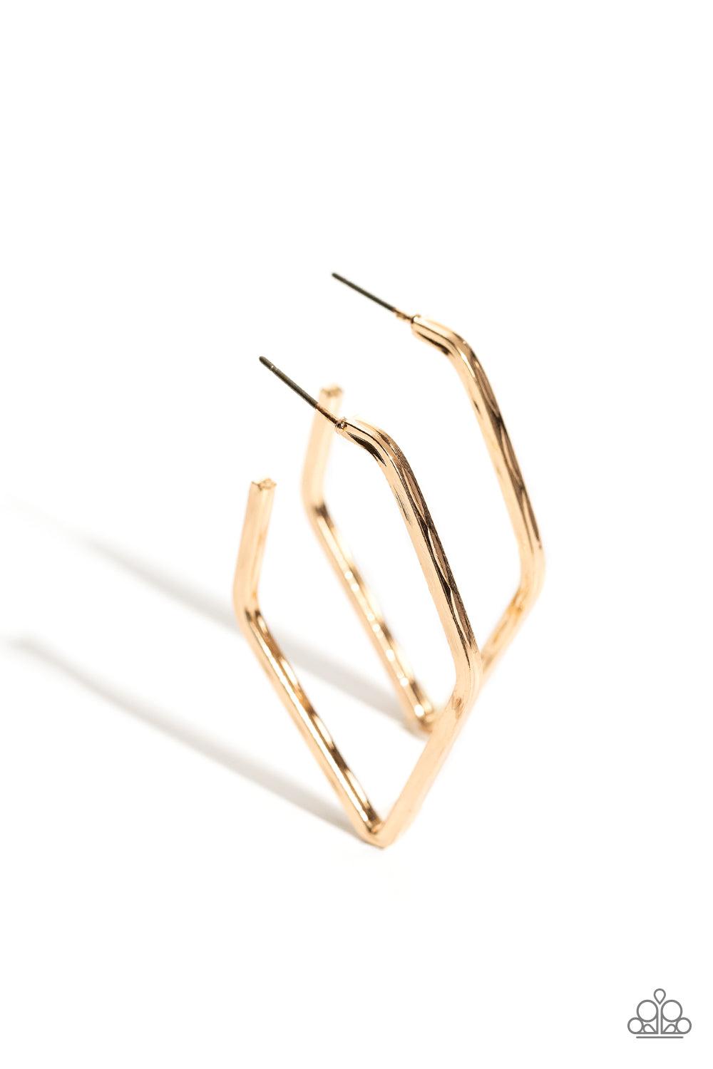 Winning Edge Gold Hoop Earrings - Paparazzi Accessories- lightbox - CarasShop.com - $5 Jewelry by Cara Jewels