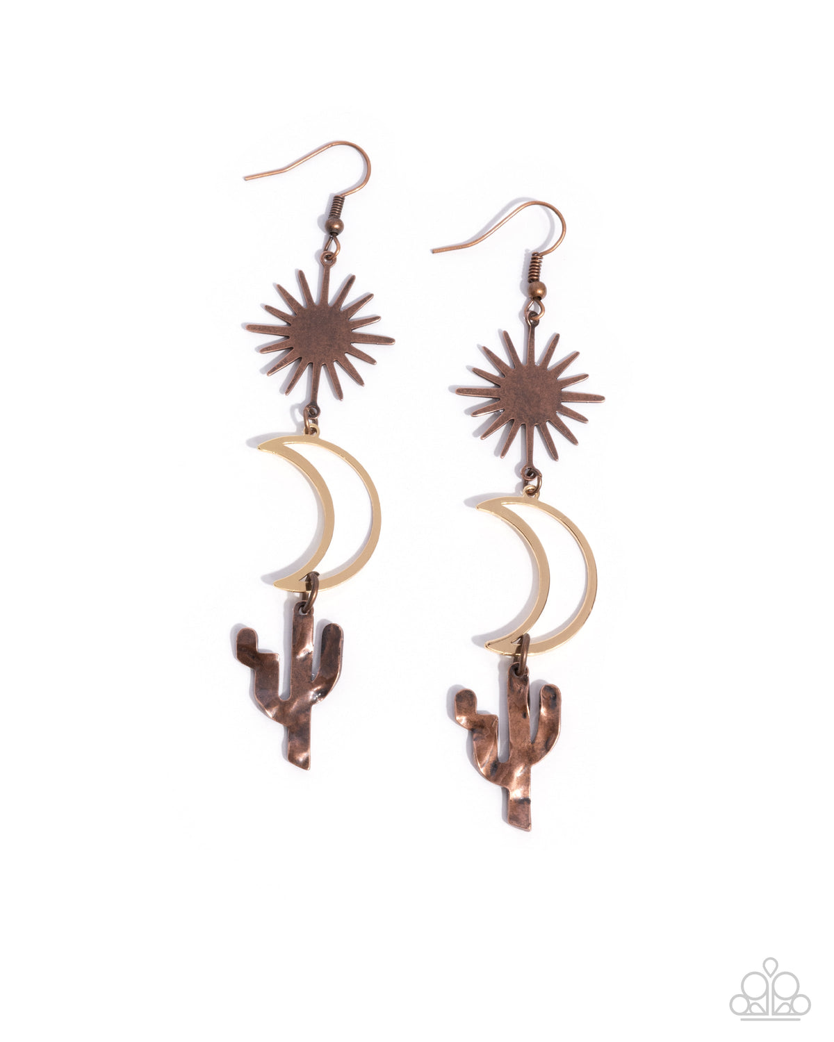 Wishfully Western Copper Star &amp; Cactus Earrings - Paparazzi Accessories- lightbox - CarasShop.com - $5 Jewelry by Cara Jewels