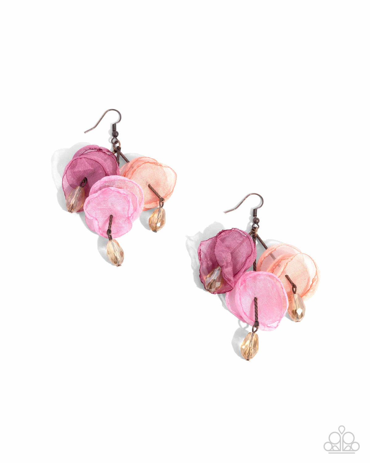 Wonderland Welcome Copper &amp; Pink Floral Earrings - Paparazzi Accessories- lightbox - CarasShop.com - $5 Jewelry by Cara Jewels