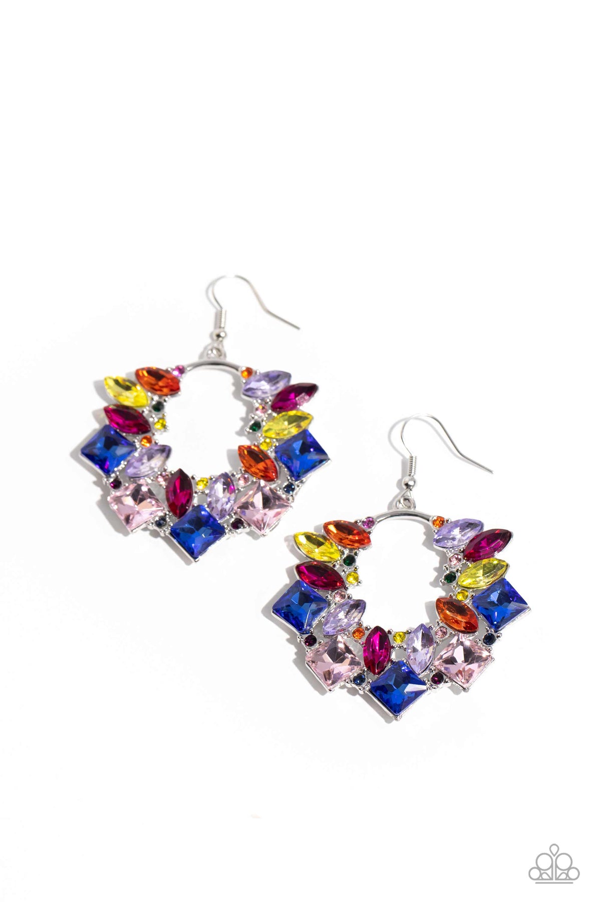 Wreathed in Watercolors Multi Rhinestone Earrings - Paparazzi Accessories- lightbox - CarasShop.com - $5 Jewelry by Cara Jewels