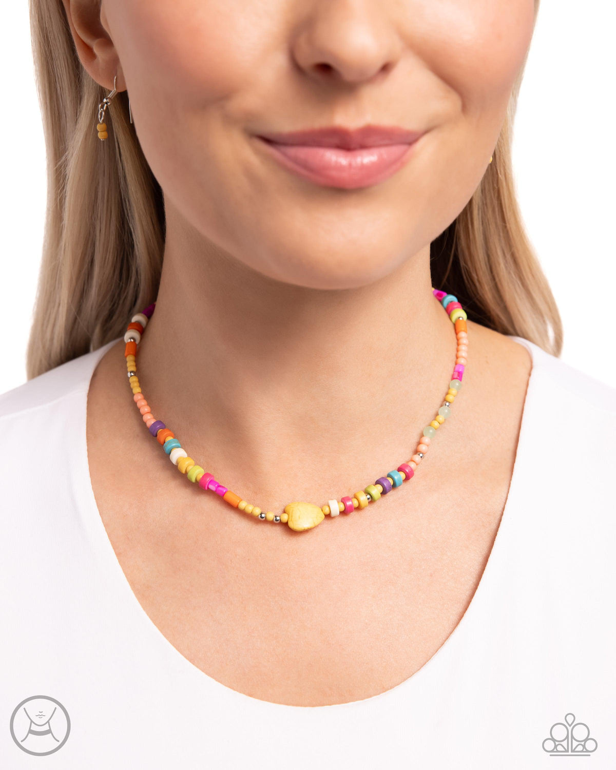 Y2K Energy Yellow Stone Choker Neckace - Paparazzi Accessories-on model - CarasShop.com - $5 Jewelry by Cara Jewels