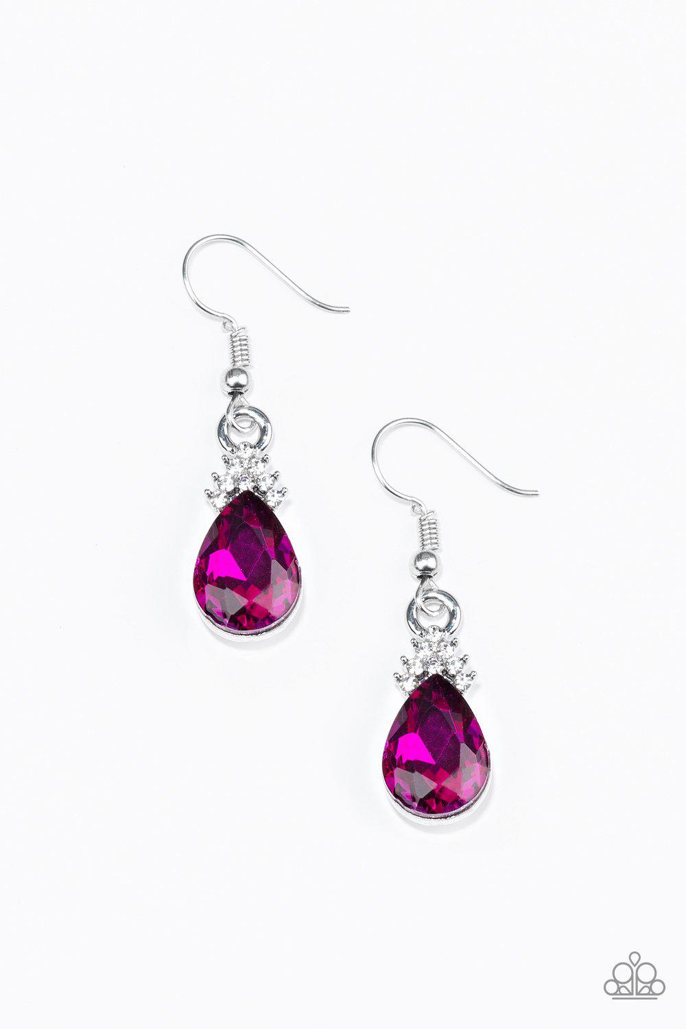 5th Avenue Fireworks Pink Rhinestone Earrings - Paparazzi Accessories - lightbox -CarasShop.com - $5 Jewelry by Cara Jewels