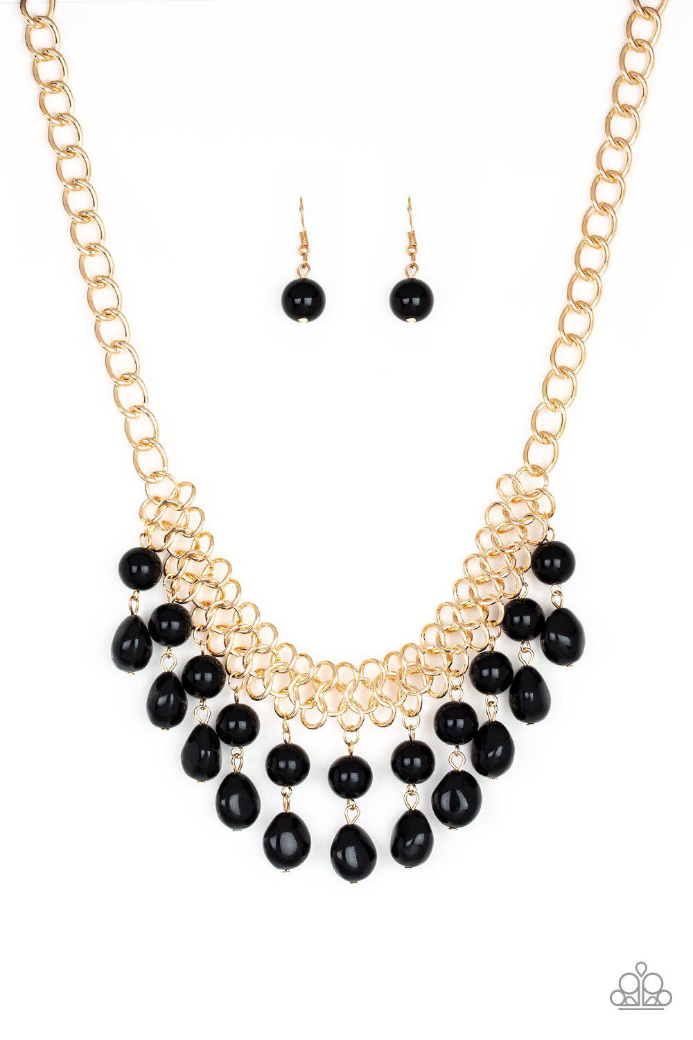 5th Avenue Fleek Black and Gold Necklace - Paparazzi Accessories - lightbox -CarasShop.com - $5 Jewelry by Cara Jewels
