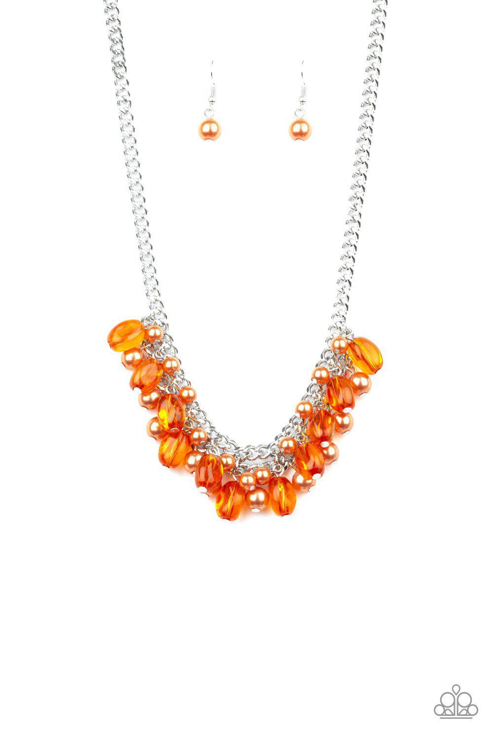 5th Avenue Flirtation Orange and Silver Necklace - Paparazzi Accessories-CarasShop.com - $5 Jewelry by Cara Jewels