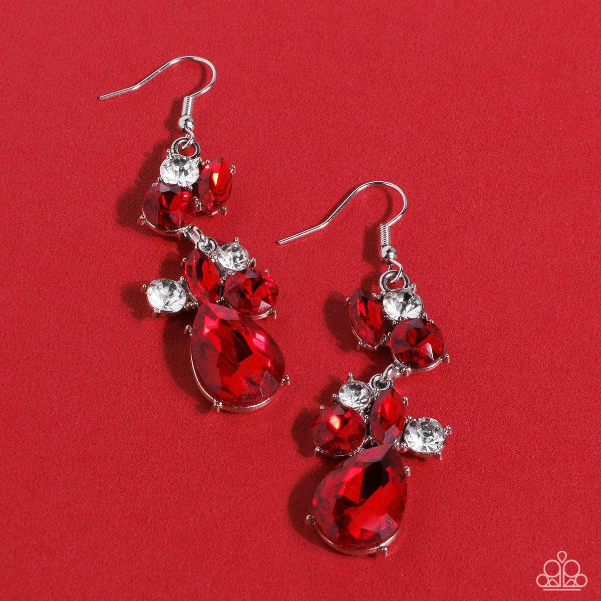 Rhinestone Reveler Red Earrings - Paparazzi Accessories