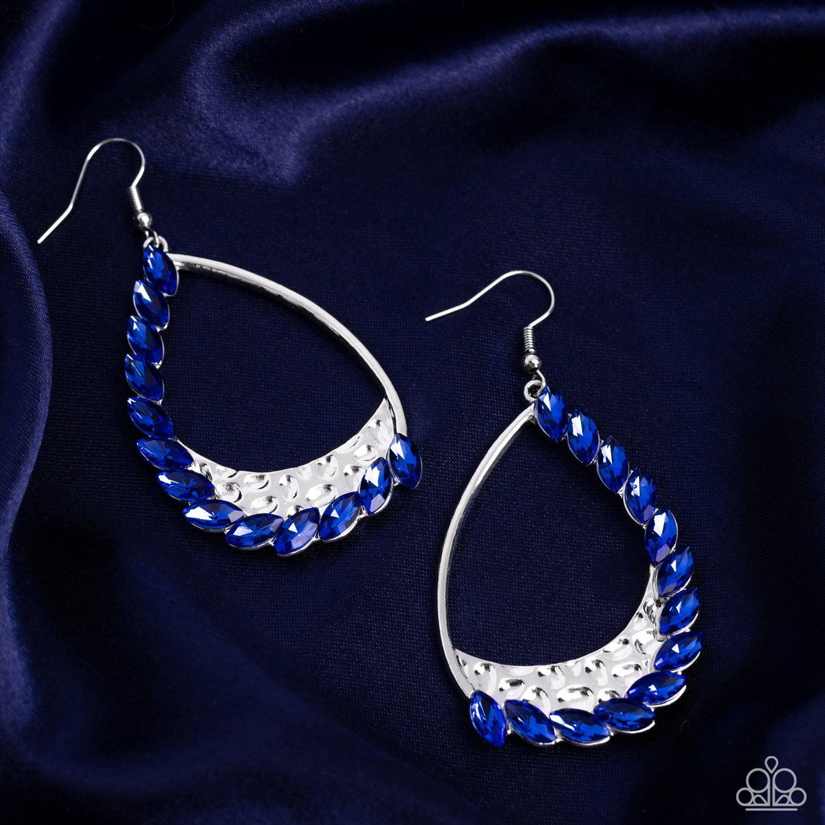 Looking Sharp Blue Rhinestone Earrings - Paparazzi Accessories