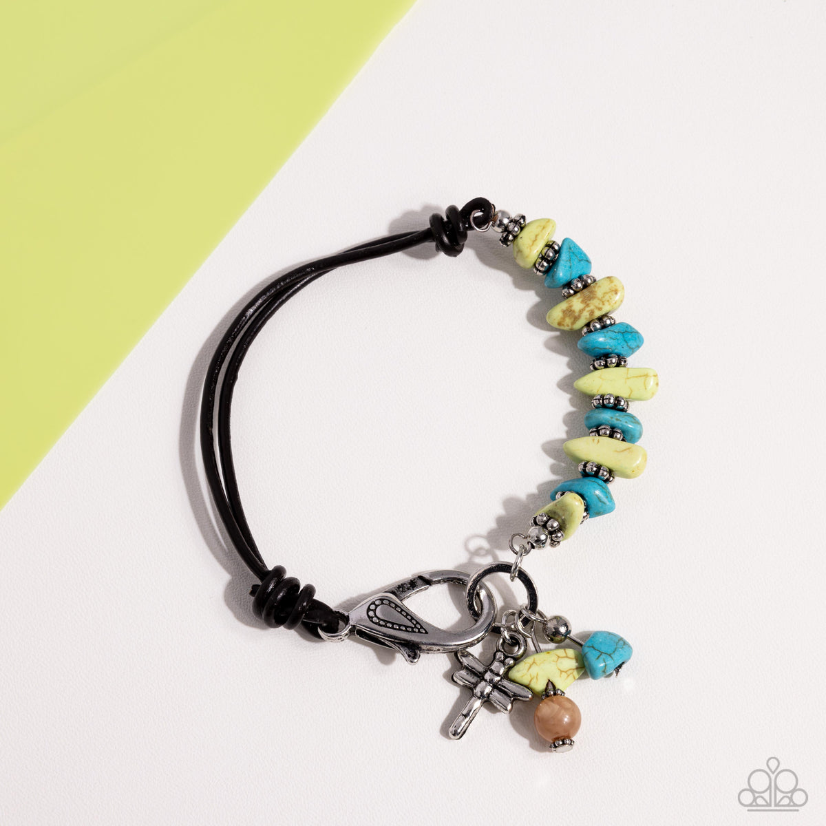 Daring Dragonfly Green &amp; Turquoise Stone Urban Bracelet - Paparazzi Accessories