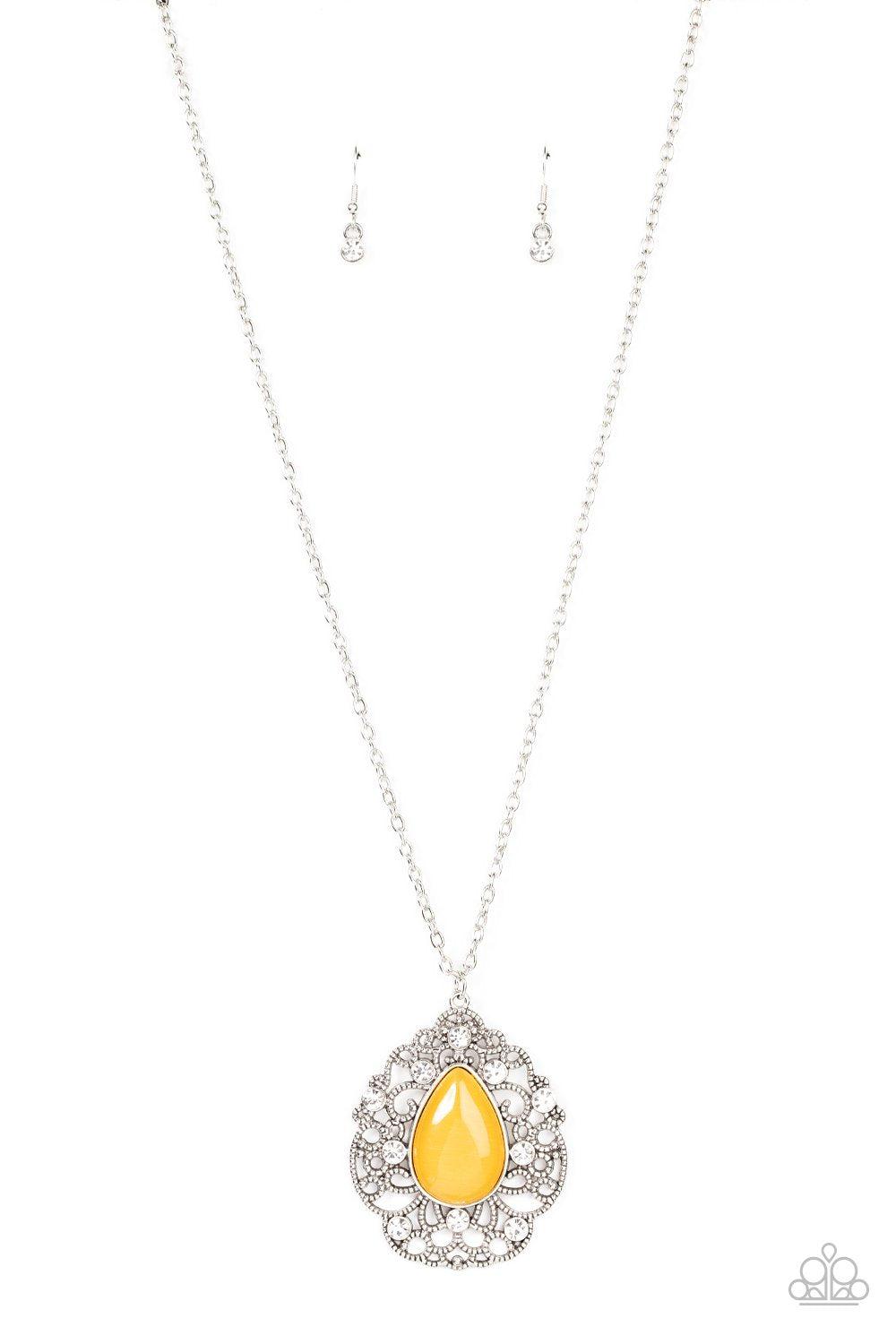 Bewitched Beam Yellow Cat's Eye Stone Necklace - Paparazzi Accessories- lightbox - CarasShop.com - $5 Jewelry by Cara Jewels