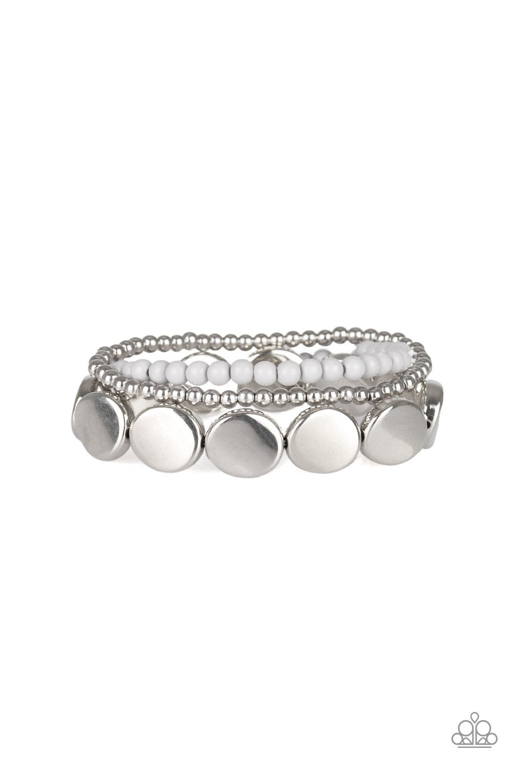 Beyond The Basics Silver Bracelet Set - Paparazzi Accessories- lightbox - CarasShop.com - $5 Jewelry by Cara Jewels