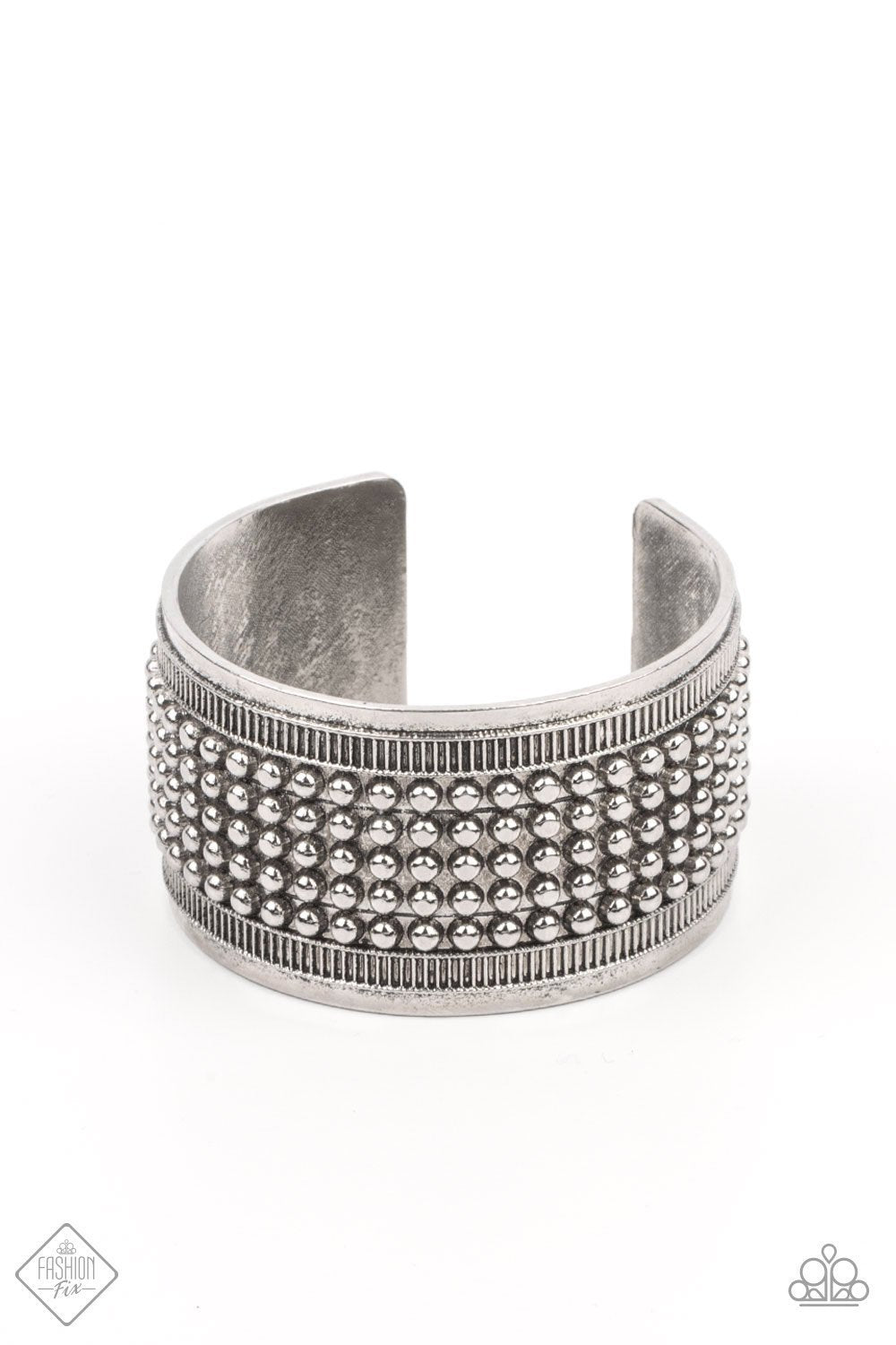 Bronco Bust Silver Cuff Bracelet - Paparazzi Accessories- lightbox - CarasShop.com - $5 Jewelry by Cara Jewels