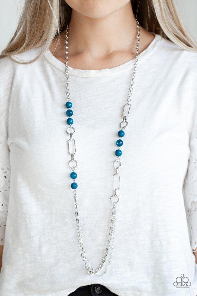 CACHE Me Out Blue and Silver Necklace - Paparazzi Accessories- lightbox - CarasShop.com - $5 Jewelry by Cara Jewels