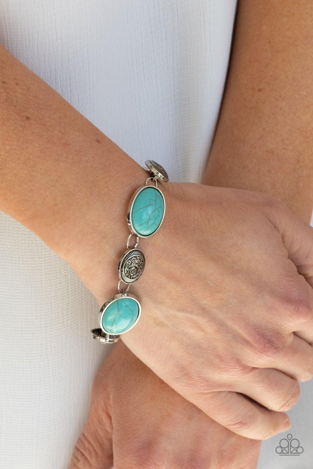 Cactus Country Turquoise Blue Stone Bracelet - Paparazzi Accessories- model - CarasShop.com - $5 Jewelry by Cara Jewels