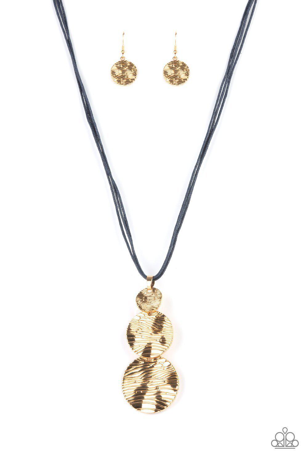 Circulating Shimmer Blue and Gold Necklace - Paparazzi Accessories - lightbox -CarasShop.com - $5 Jewelry by Cara Jewels